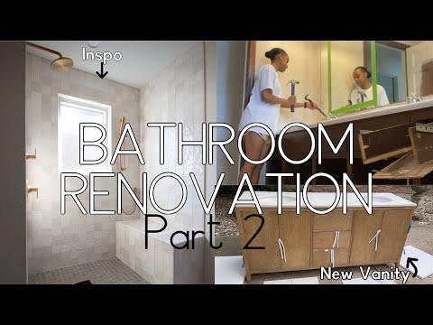 Bathroom RENOVATION pt.2!!| All NEW EVERYTHING| So much PROGRESS